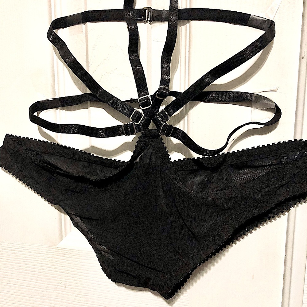 Hopeless Lingerie black mesh strappy panties/bottoms, XS